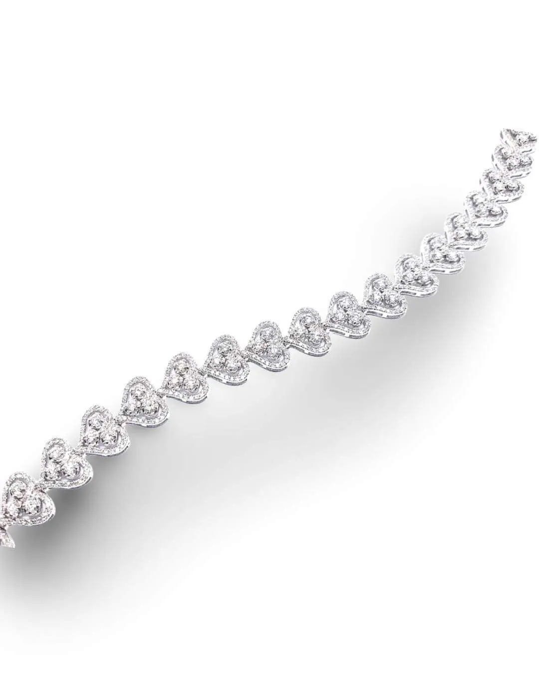 NEW Heart Cluster Eternity Diamond Bracelet 14kt