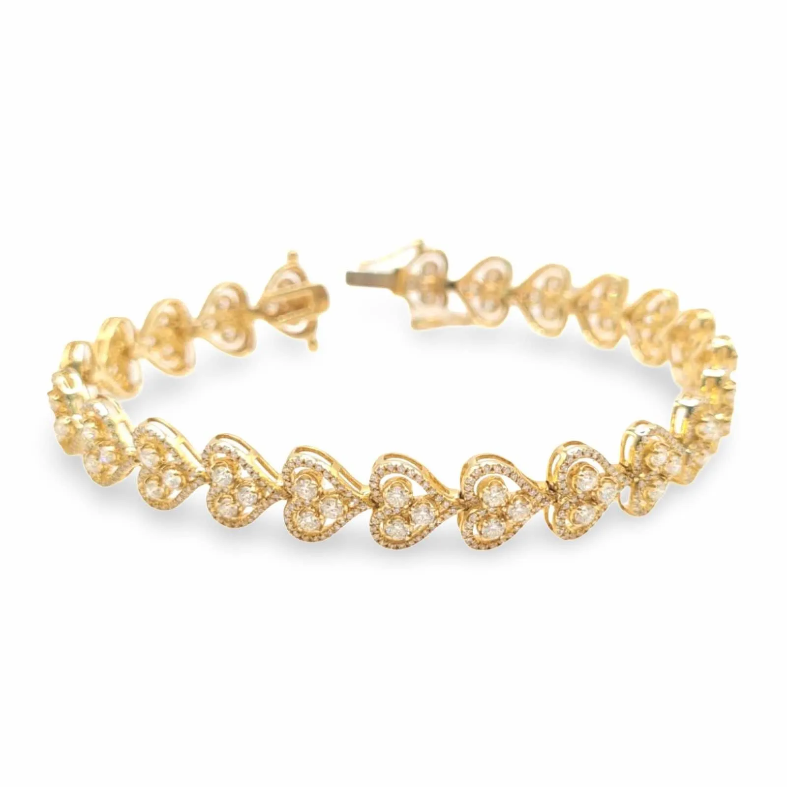 NEW Heart Cluster Eternity Diamond Bracelet 14kt