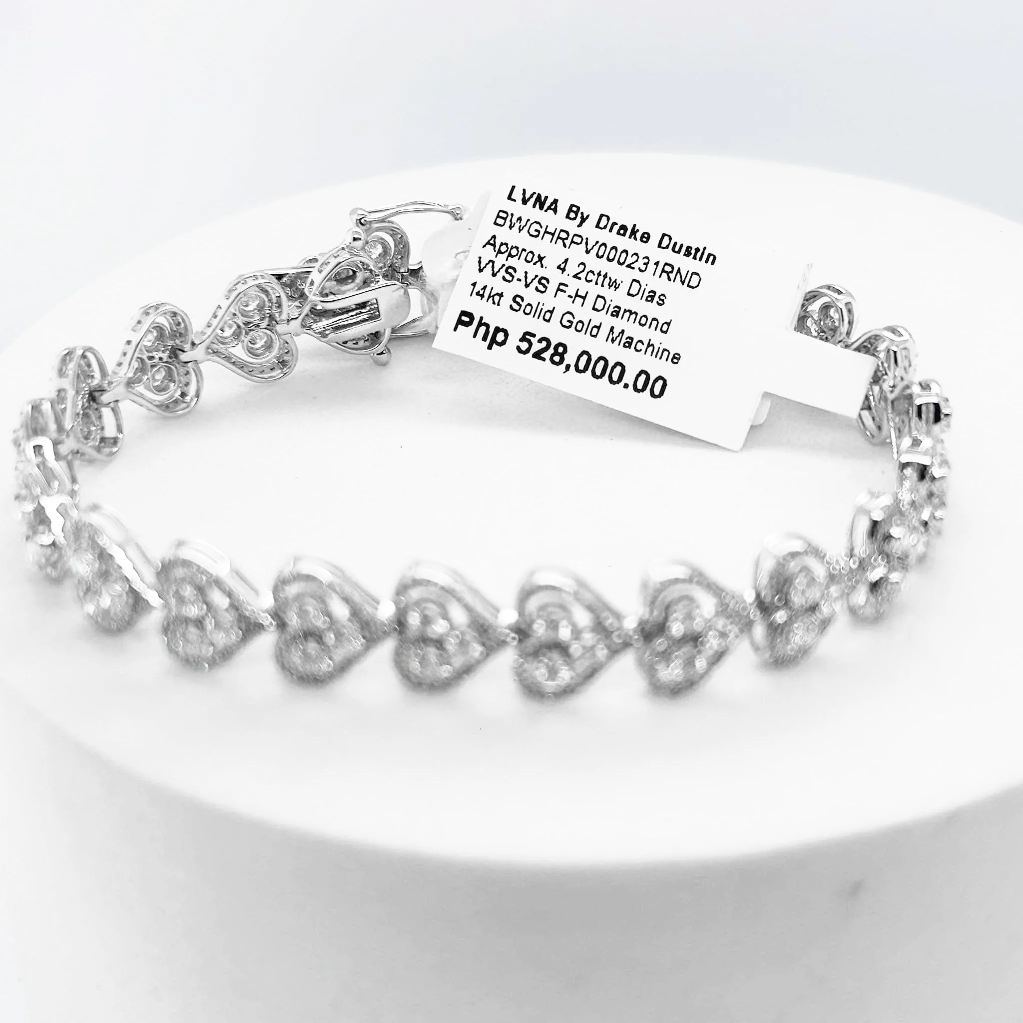 NEW Heart Cluster Eternity Diamond Bracelet 14kt