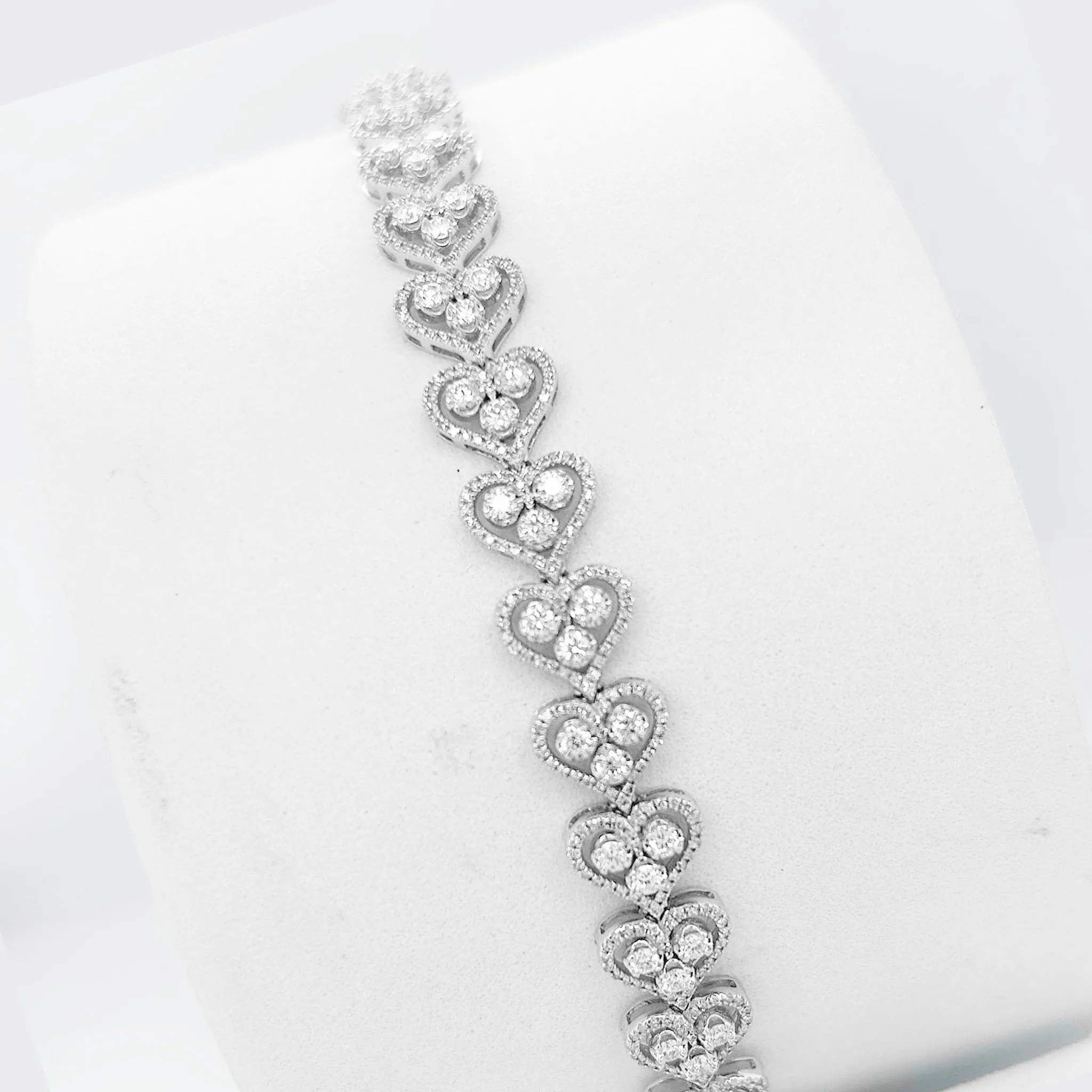 NEW Heart Cluster Eternity Diamond Bracelet 14kt
