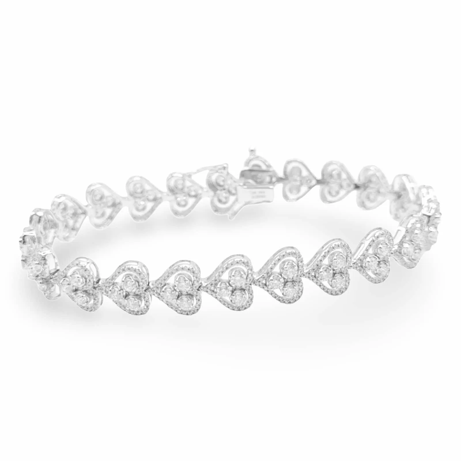 NEW Heart Cluster Eternity Diamond Bracelet 14kt