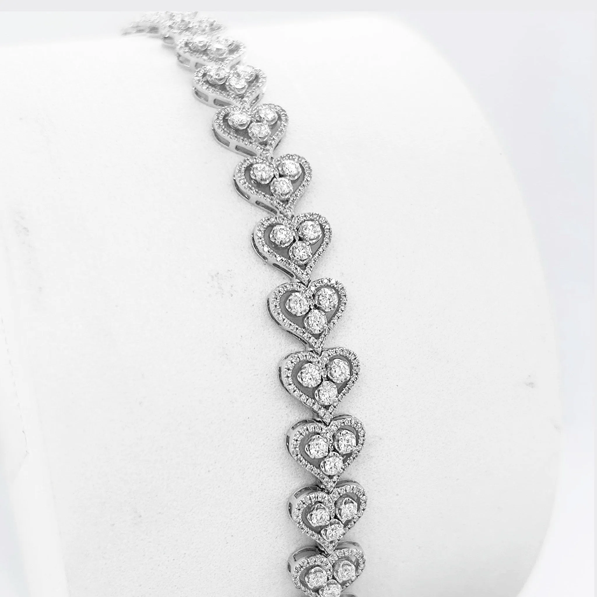 NEW Heart Cluster Eternity Diamond Bracelet 14kt