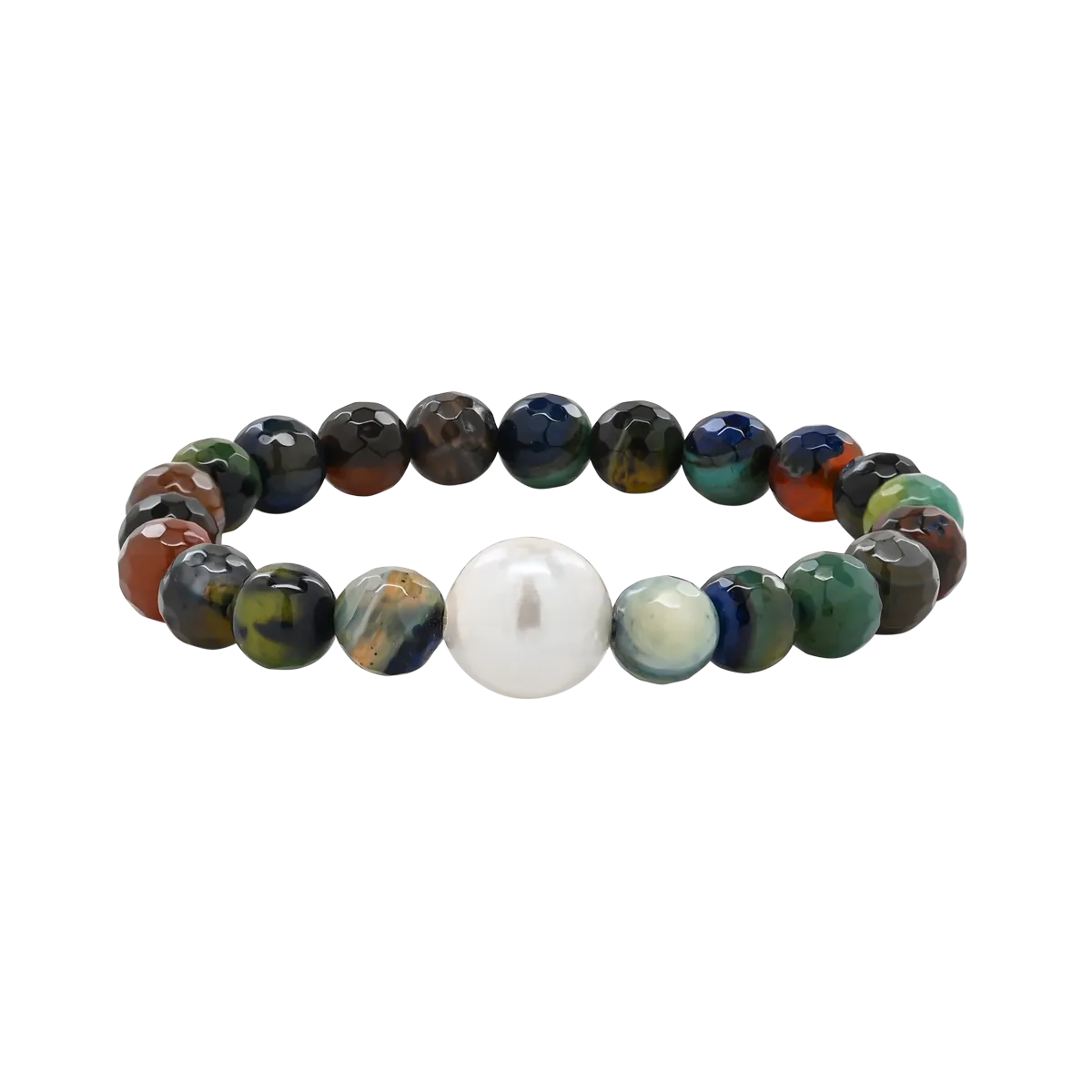 Ocean Agate & Baroque Pearl Stretch Bracelet