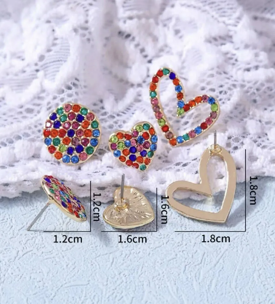Oh La La Express Women Earrings Set Heart Shaped 3pairs