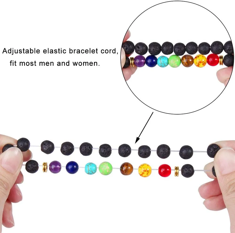 ONESING 2-12 Pcs Chakra Bracelets for Women Rock 7 Chakras Crystals and Healing Stones Bracelets 8mm Crystal Bracelets Yoga Beaded Bracelets for Women Men Essential Oil Diffuser