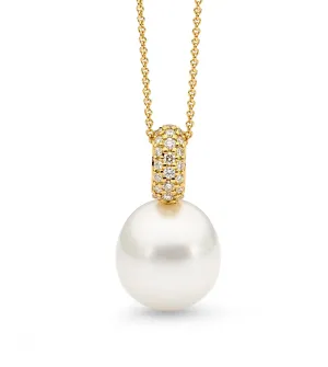 Pave set pearl pendant