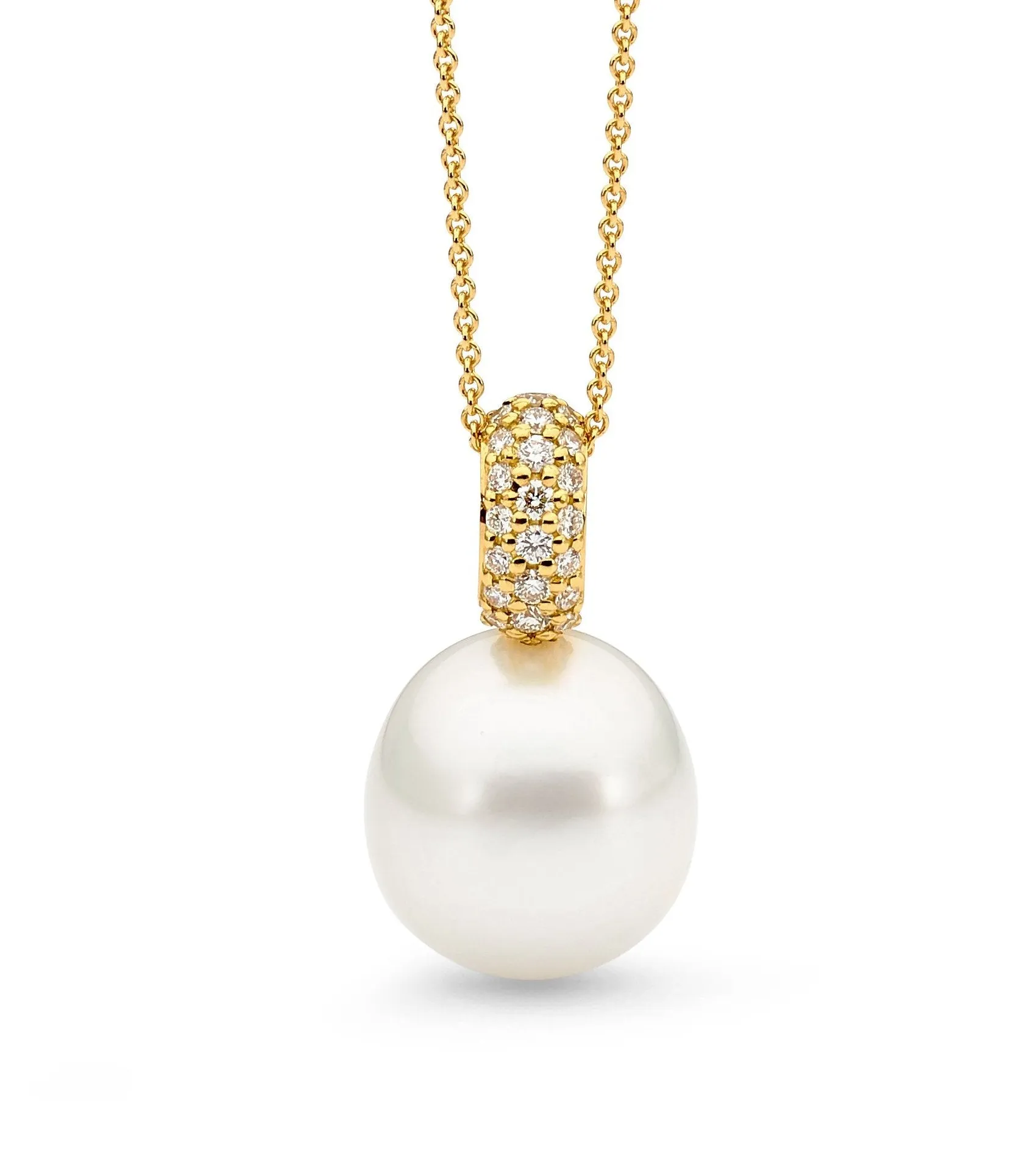 Pave set pearl pendant