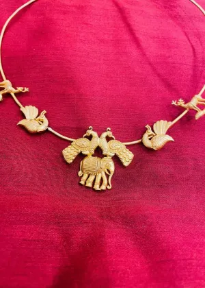 Peacock and elephant design choker