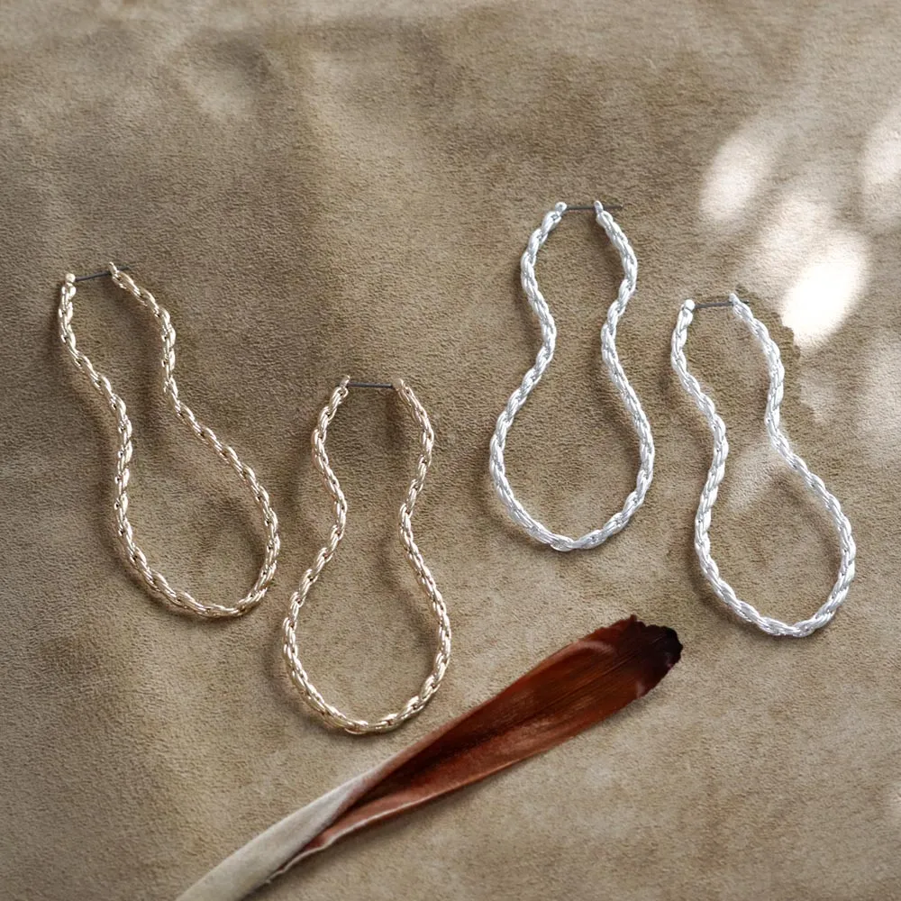Peanut Shaped Chain Statement Earrings