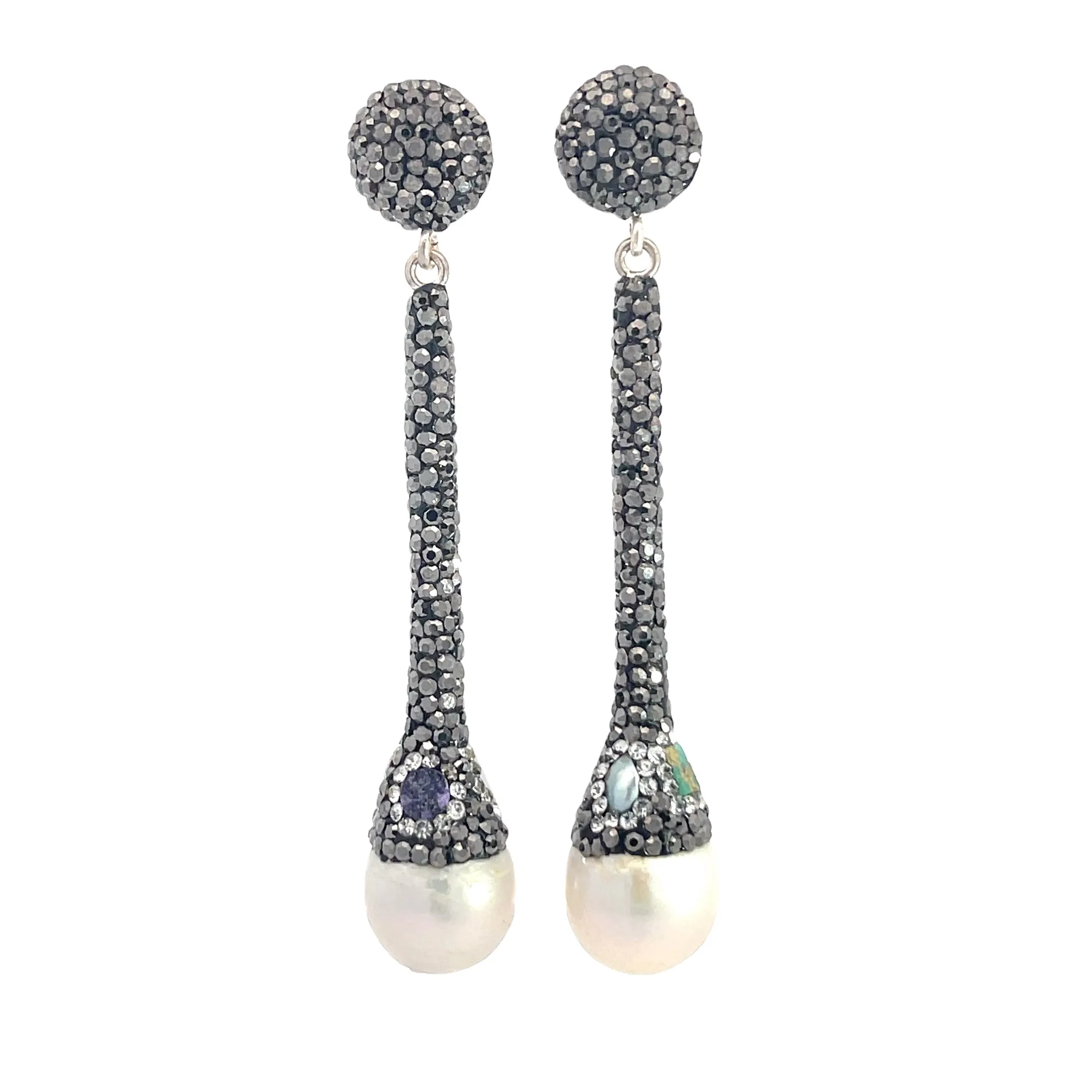 Pearl Crystal Drop Earrings