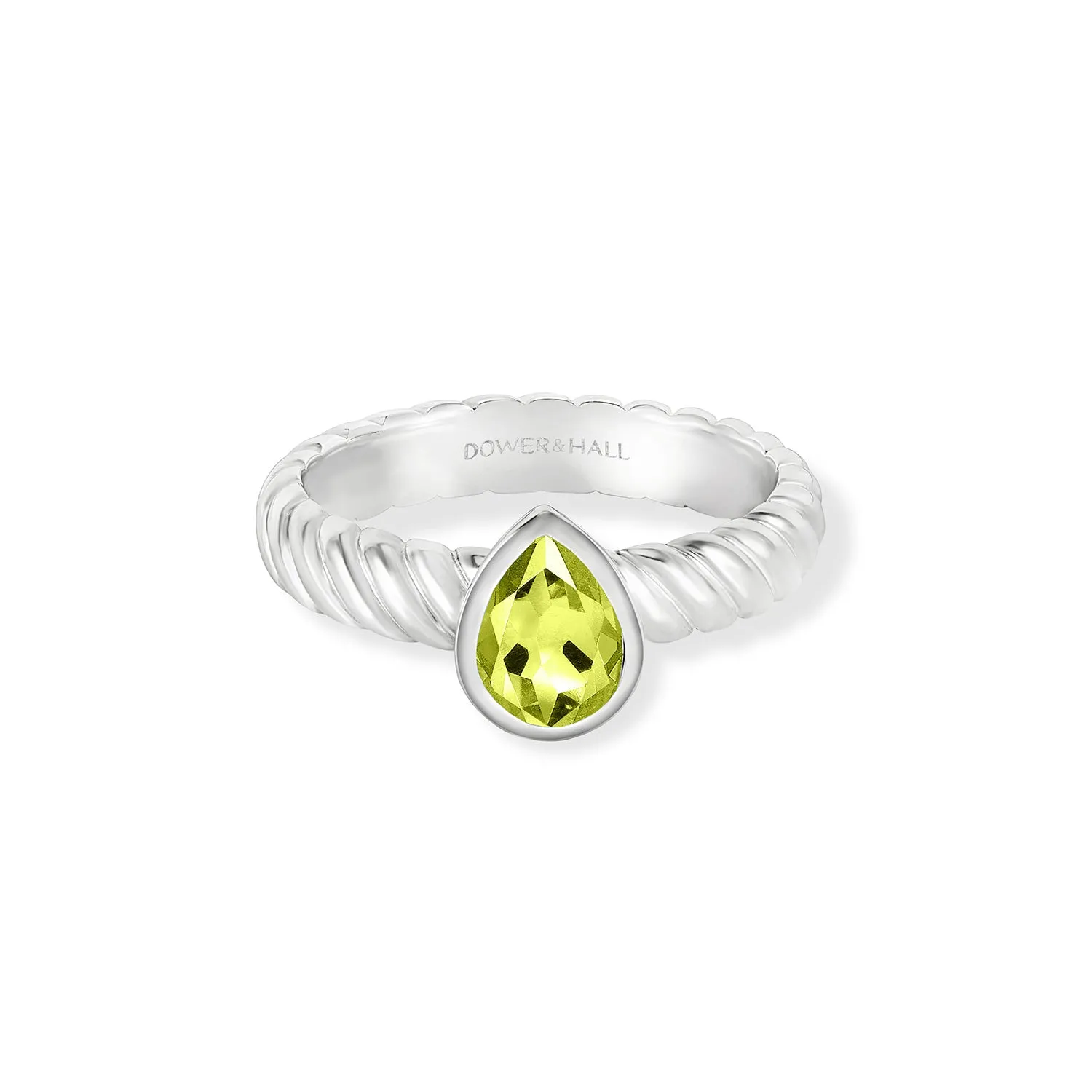 Peridot Pear Twist Twinkle Ring