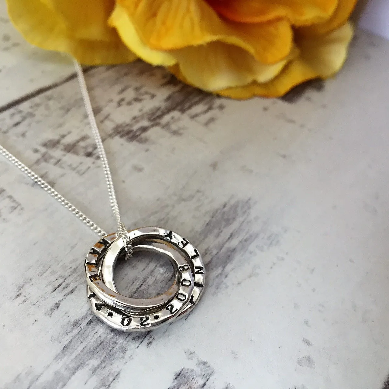 Personalised Medium Russian Rings Pendant - SPP2510