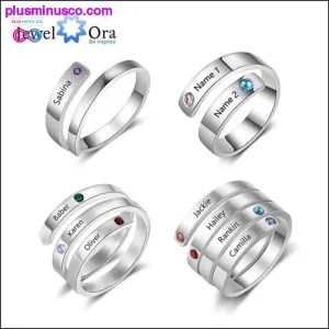 Personalized Mothers Rings Custom Name Birthstone Rings for