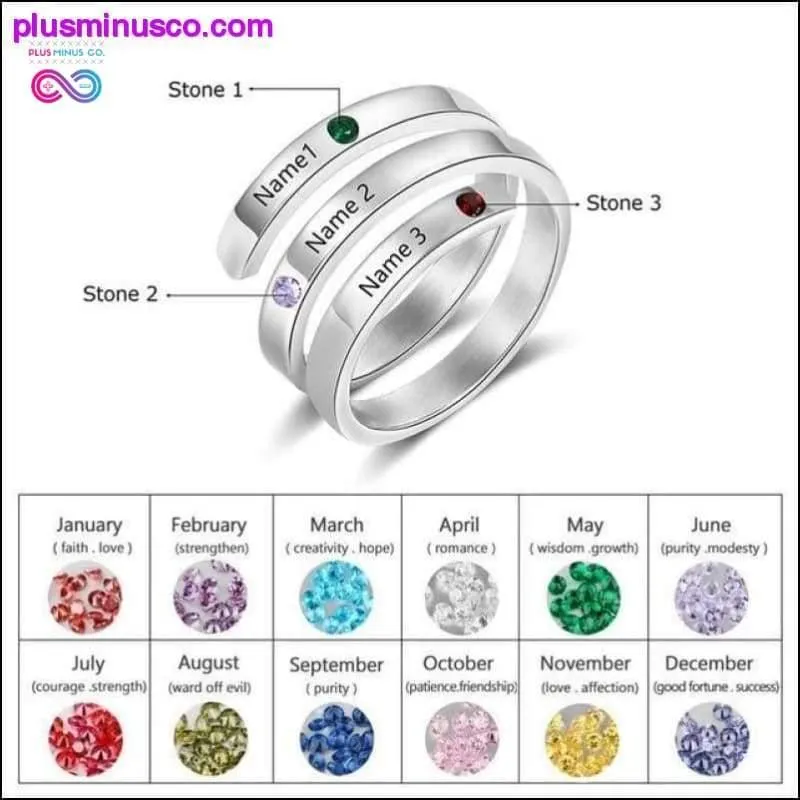 Personalized Mothers Rings Custom Name Birthstone Rings for