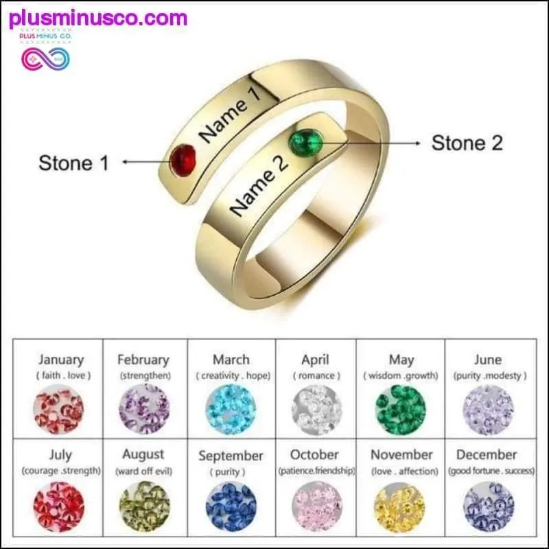 Personalized Mothers Rings Custom Name Birthstone Rings for