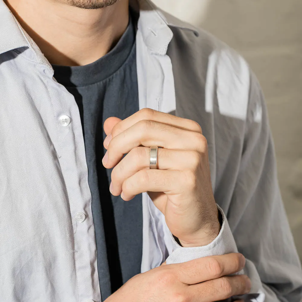 Platinum 7mm Bevelled Edge Men's Ring