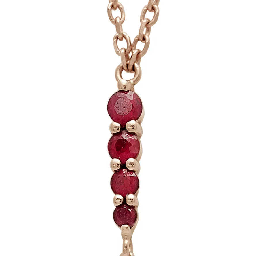 Pointe Y Necklace - 14k Gold & Ruby