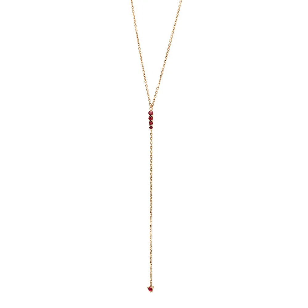 Pointe Y Necklace - 14k Gold & Ruby