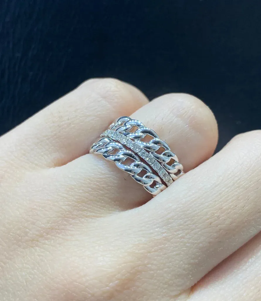 PREORDER | Chain Paved Statement Diamond Ring 14kt