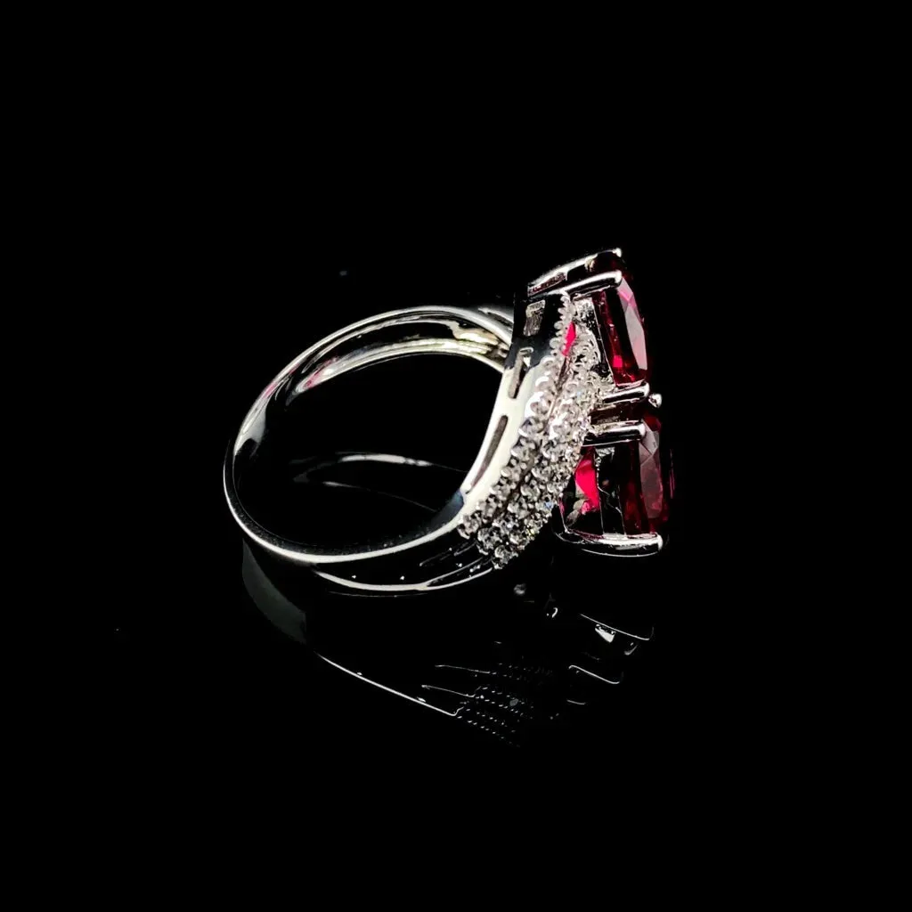PREORDER | Crossover Red Ruby Gemstones Diamond Ring 14kt
