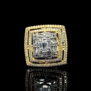 PREORDER | Golden Double Halo Square Diamond Ring 14kt