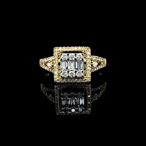 PREORDER | Golden Square Paved Diamond Ring 14kt