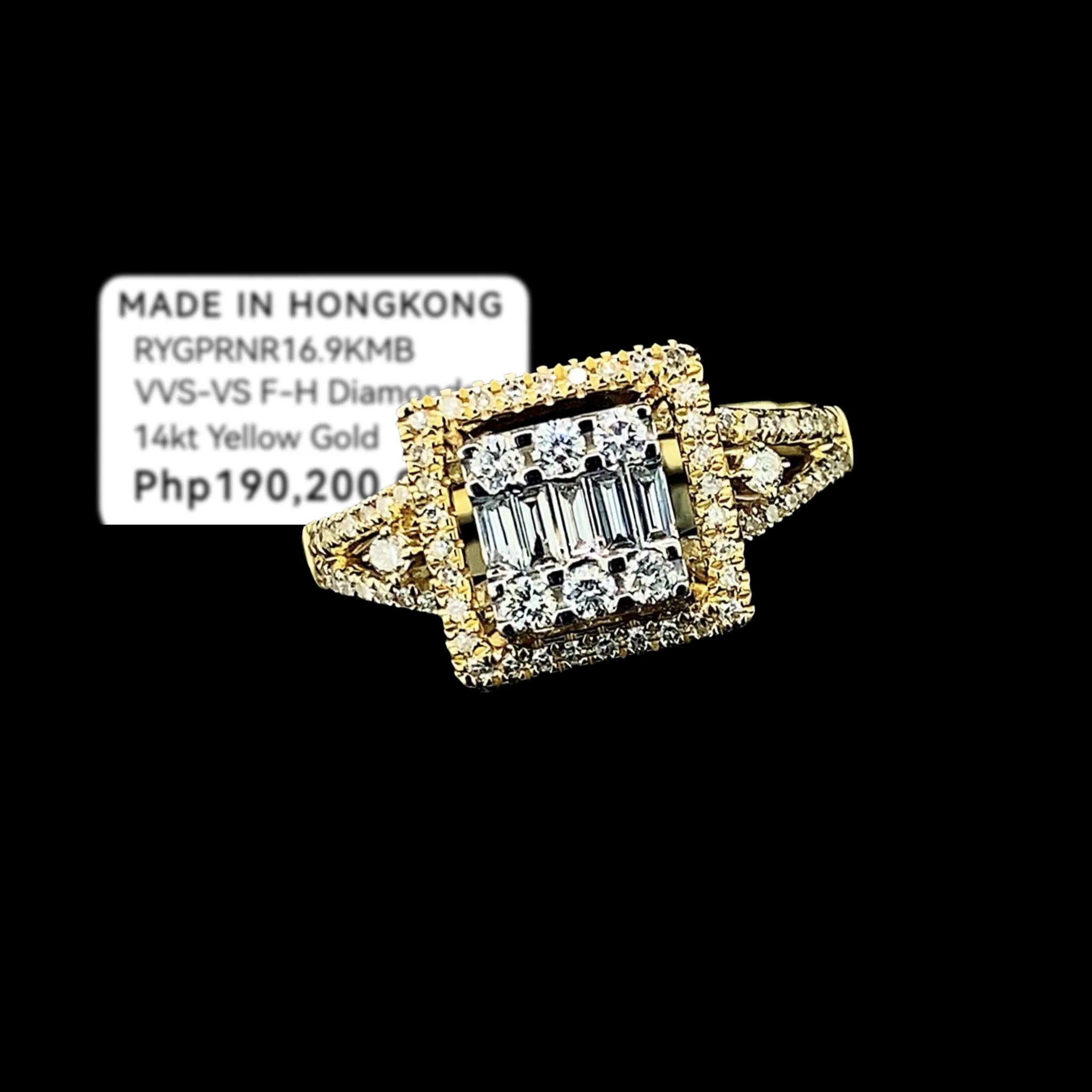 PREORDER | Golden Square Paved Diamond Ring 14kt