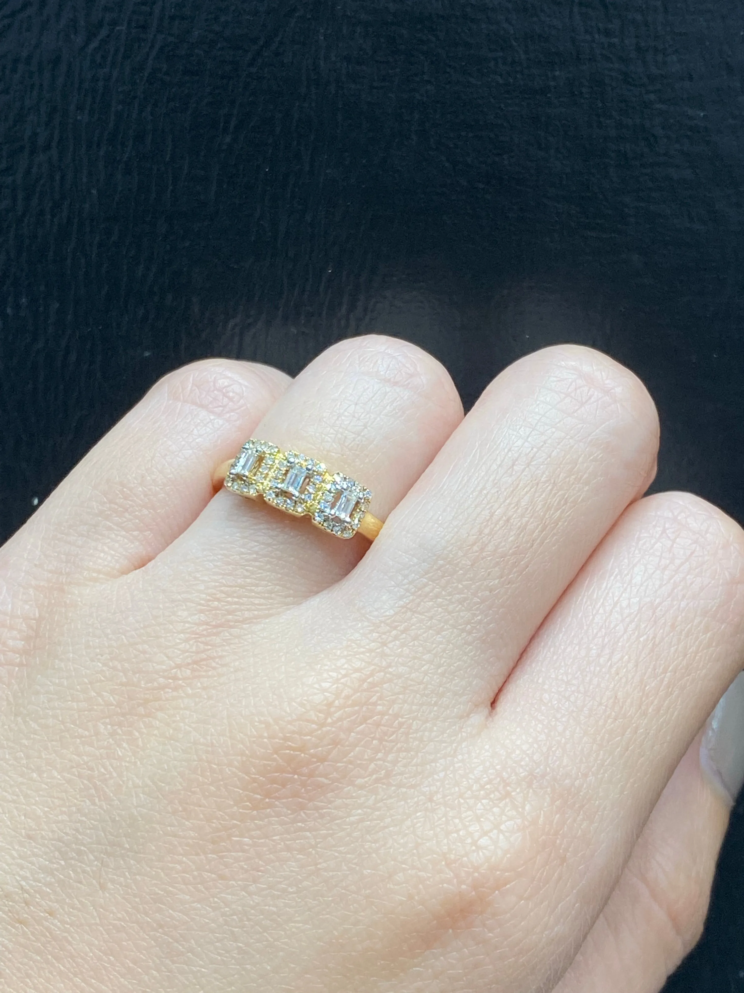PREORDER | Half Eternity Emerald Halo Diamond Ring 14kt