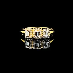 PREORDER | Half Eternity Emerald Halo Diamond Ring 14kt