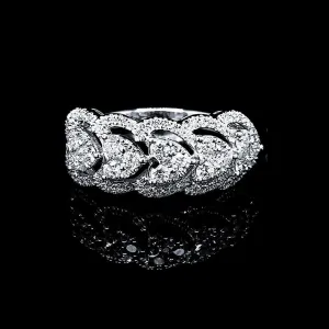 PREORDER | Heart Halo Half Eternity Diamond Ring 14kt