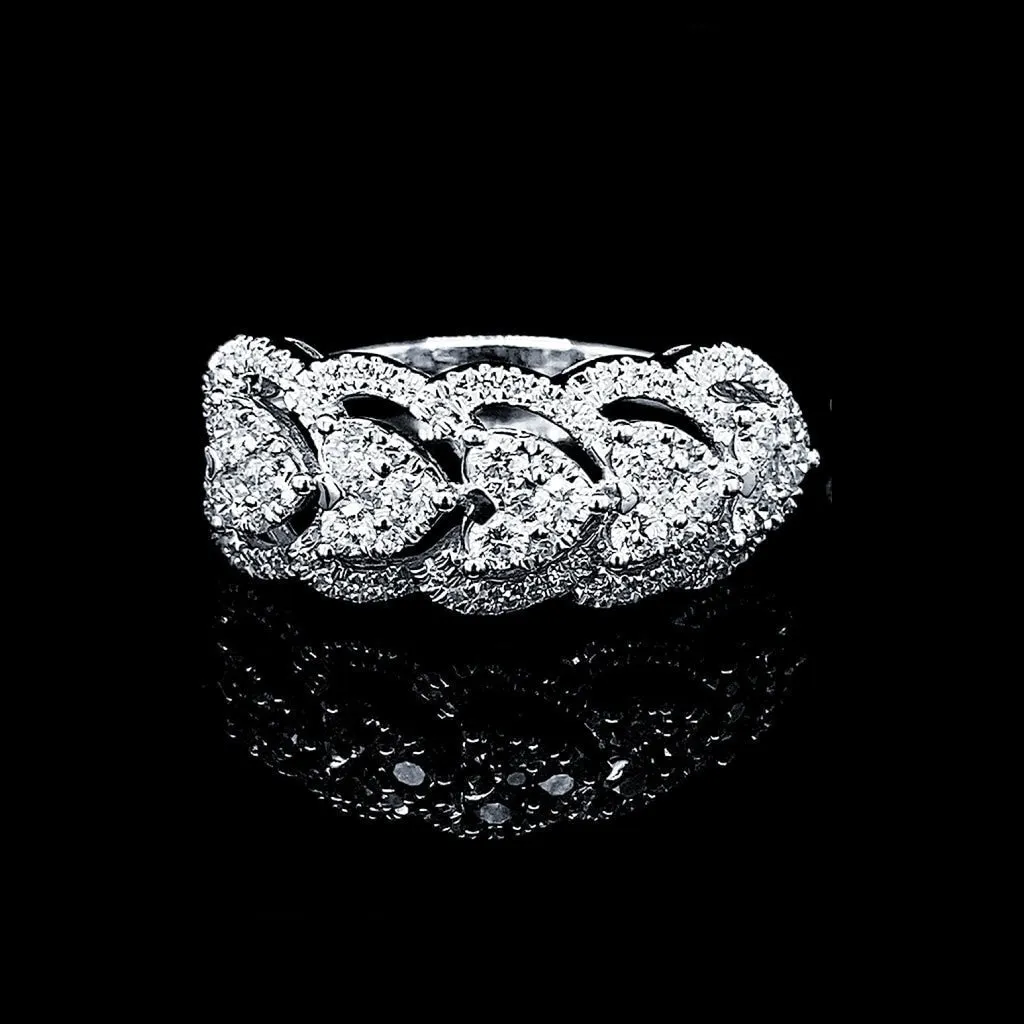 PREORDER | Heart Halo Half Eternity Diamond Ring 14kt