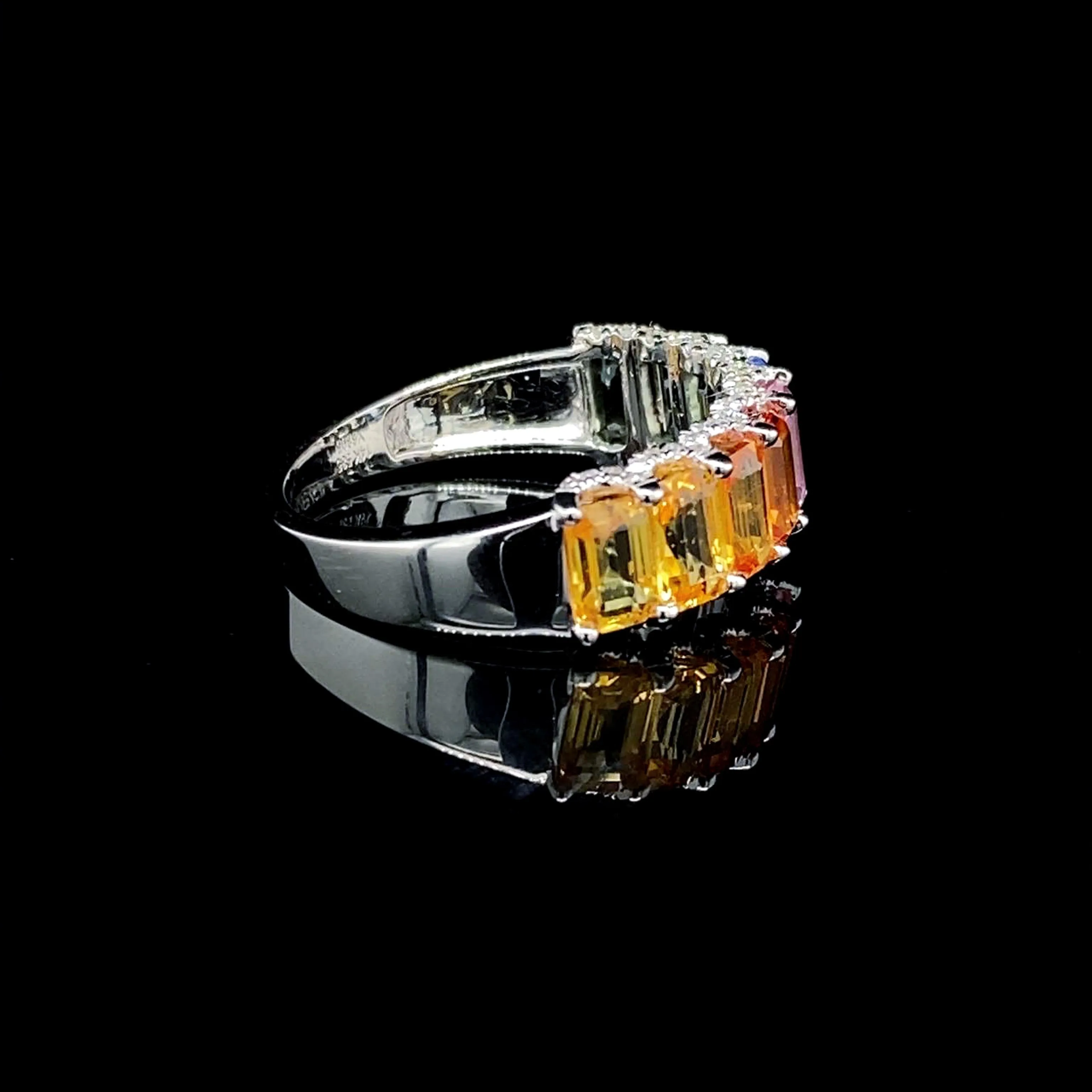PREORDER | Rainbow Sapphire Half Eternity Diamond Jewelry Set 14kt