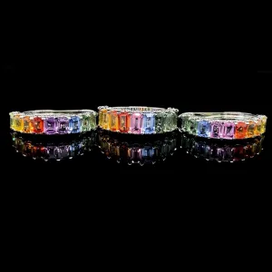 PREORDER | Rainbow Sapphire Half Eternity Diamond Jewelry Set 14kt
