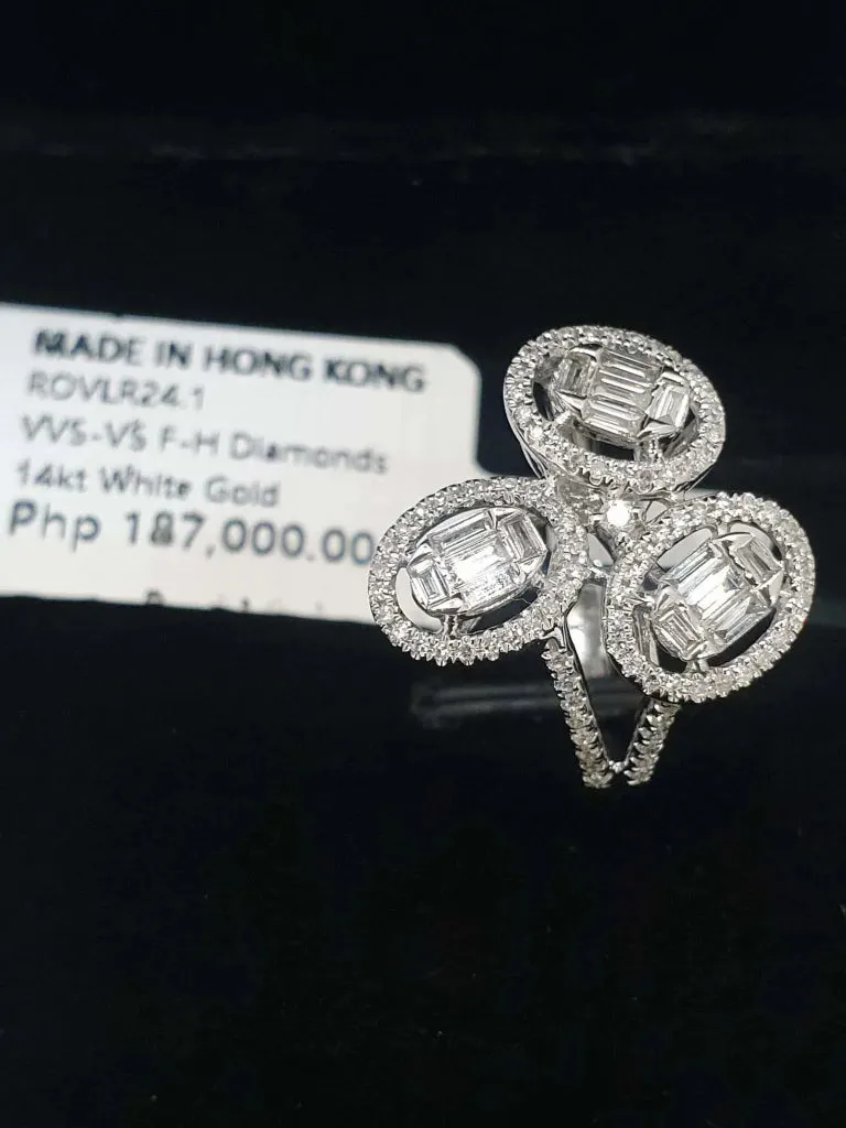 PREORDER | Trio Oval Cluster Halo Diamond Ring 14kt