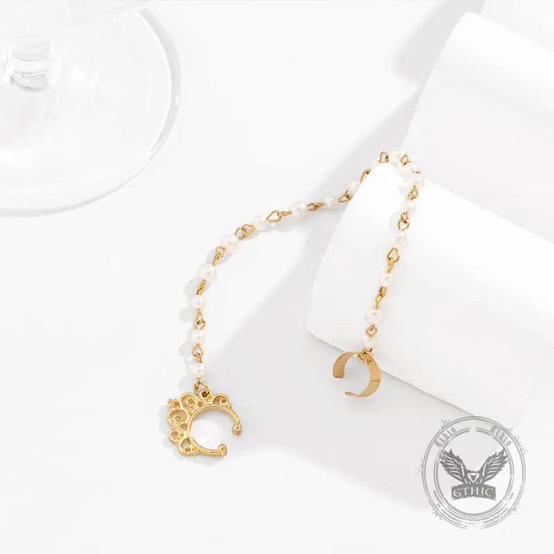 Punk Imitation Pearl Tassel Titanium Chain Earrings Nose Clip