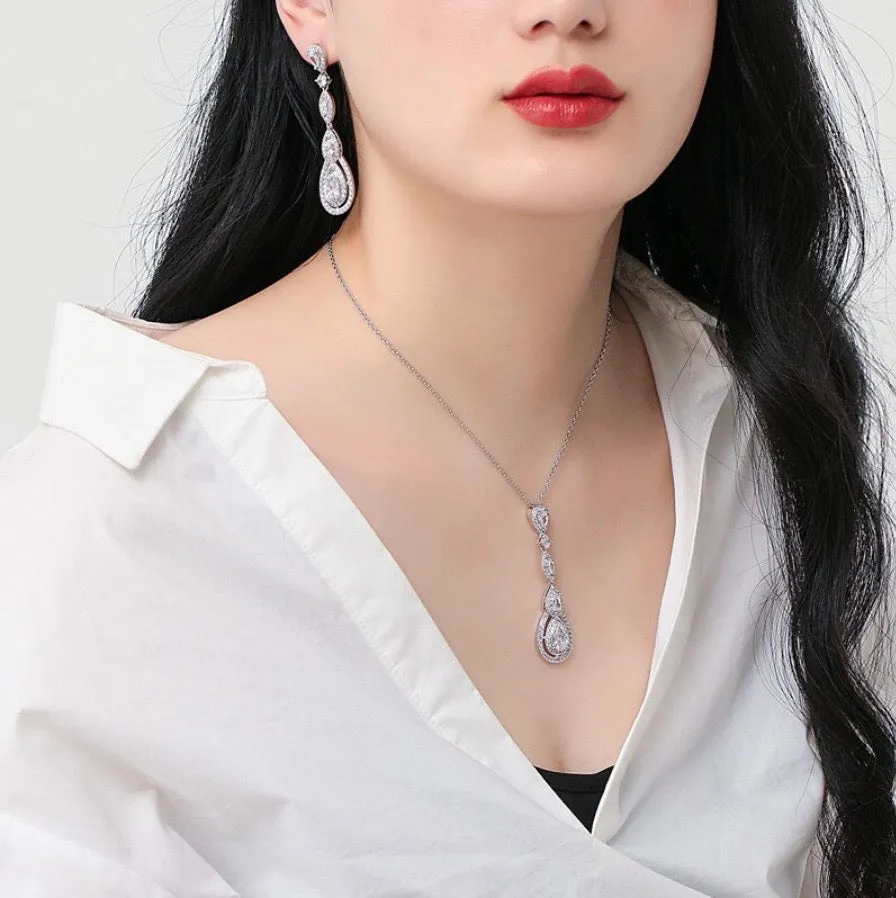 "Amalfi" - Cubic Zirconia Bridal Earrings - Available in Silver, Rose Gold and Yellow Gold