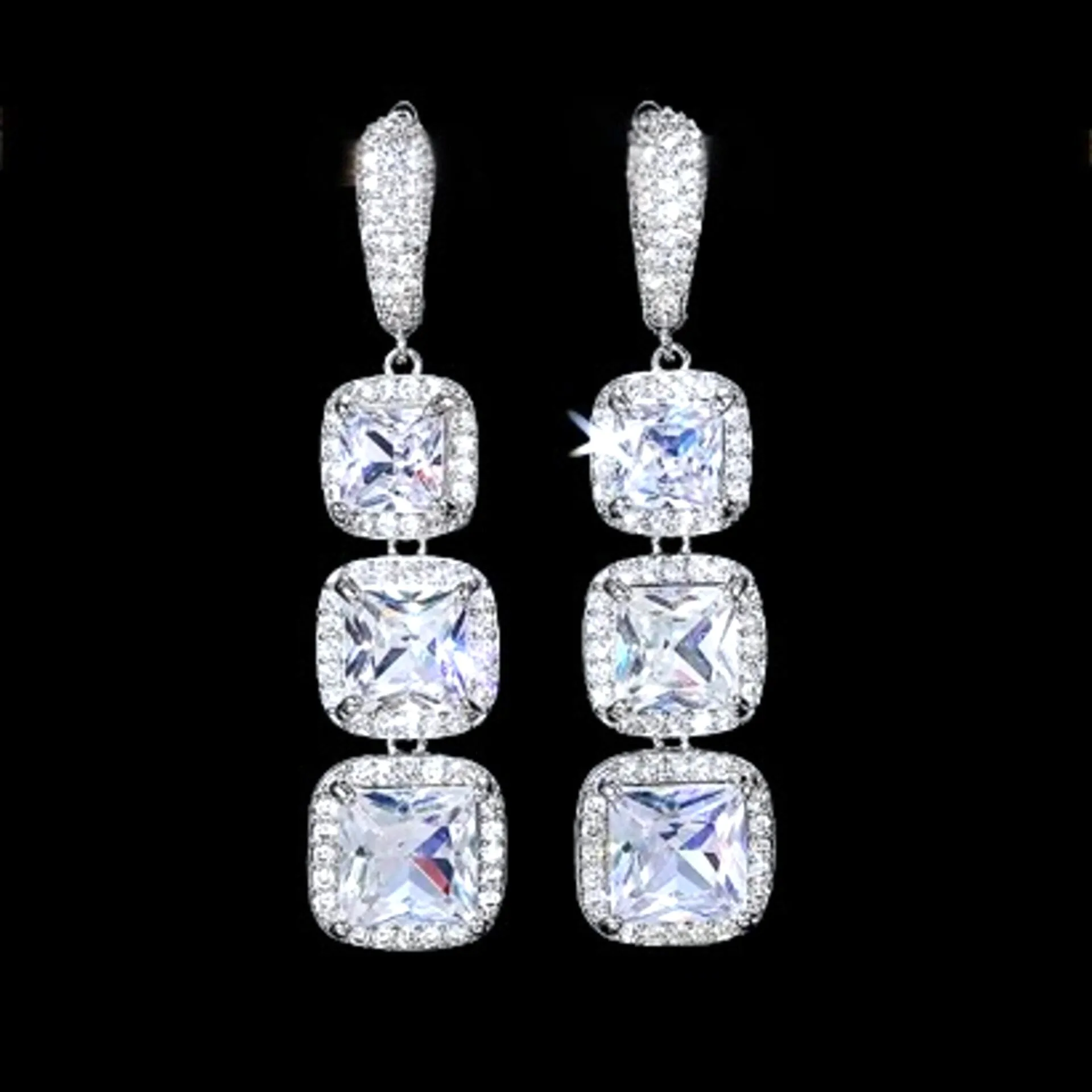 "Soraya" - Square Cubic Zirconia Bridal Earrings