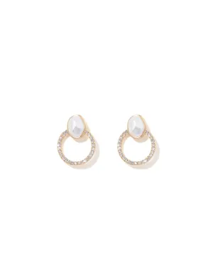 Regan Round Pearl & Stone Earrings