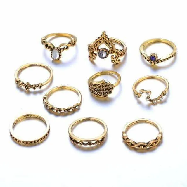 Retro Elegance Layered Ring Ensemble