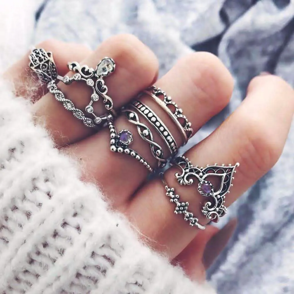 Retro Elegance Layered Ring Ensemble