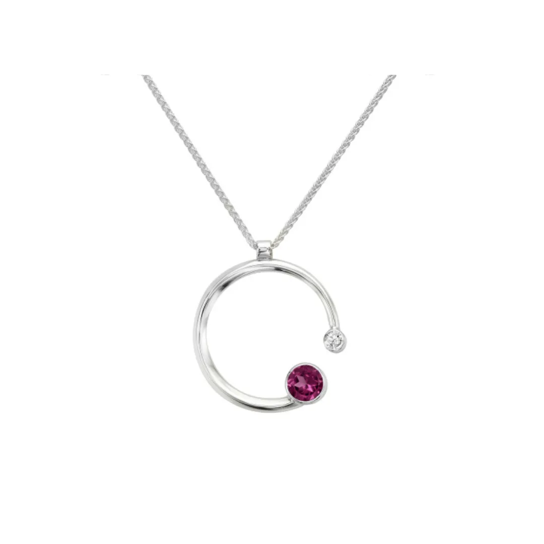 Rhodolite Garnet & White Sapphire Stargazer Pendant Necklace