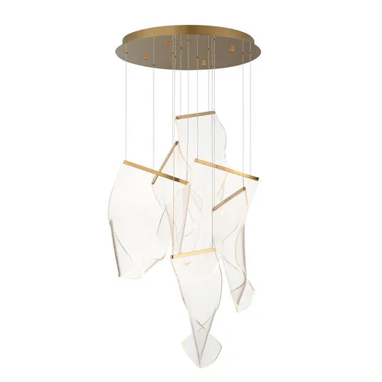 Rinkle 6-Light LED Multi-Pendant, 2,000 Lumens, 25W, 3000K CCT, 120V, Polished Chrome, French Gold or Brushed Gunmetal Finish