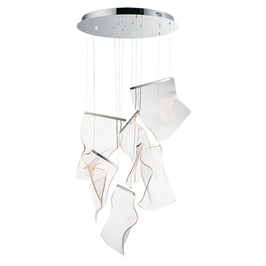 Rinkle 6-Light LED Multi-Pendant, 2,000 Lumens, 25W, 3000K CCT, 120V, Polished Chrome, French Gold or Brushed Gunmetal Finish