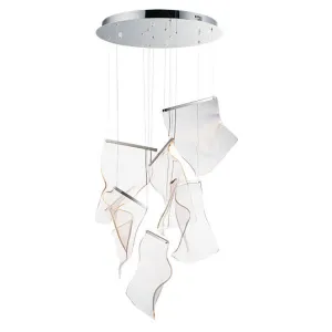 Rinkle 6-Light LED Multi-Pendant, 2,000 Lumens, 25W, 3000K CCT, 120V, Polished Chrome, French Gold or Brushed Gunmetal Finish