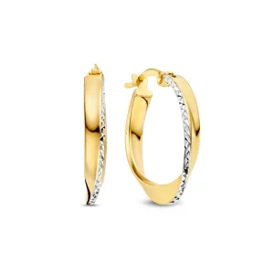 Rivoli Laura 14 karat gold hoop earrings with diamond cut (15.5 mm)