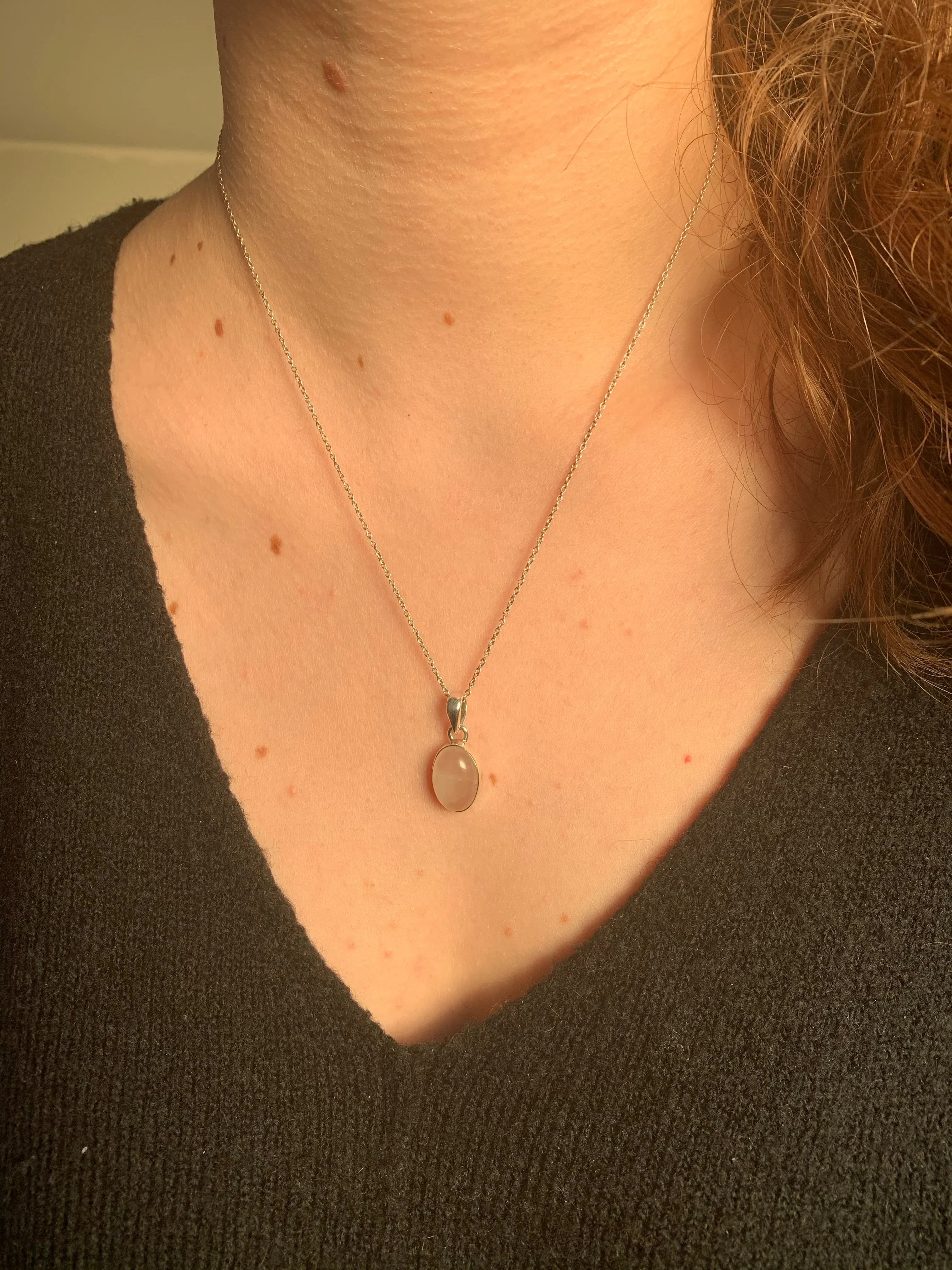 Rose Quartz Akoni Pendant - XSmall Oval