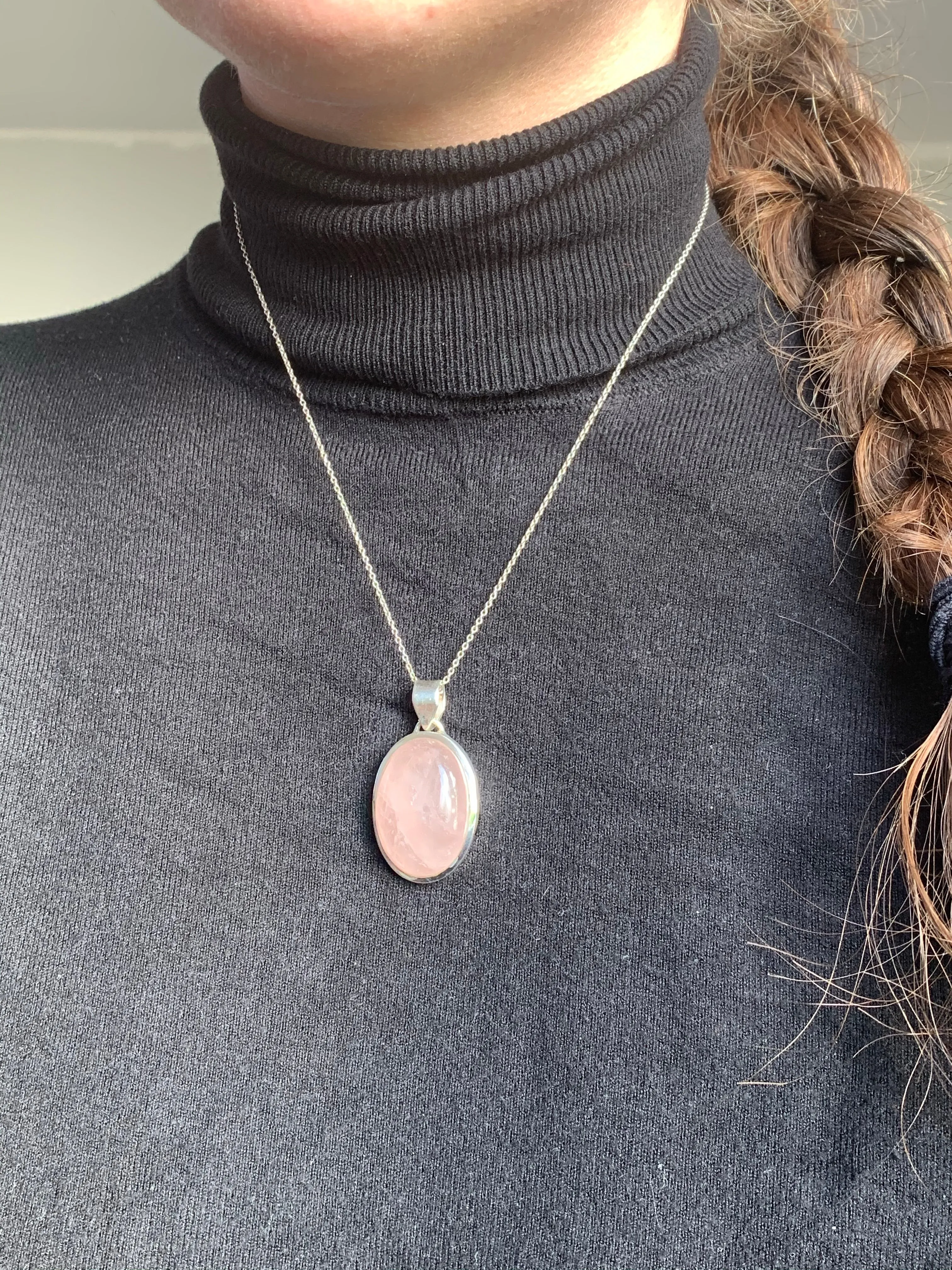 Rose Quartz Naevia Pendant - Reg. Oval