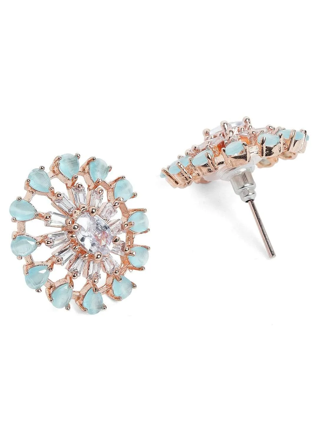 Rubans Aqua Green AD Stud Earrings