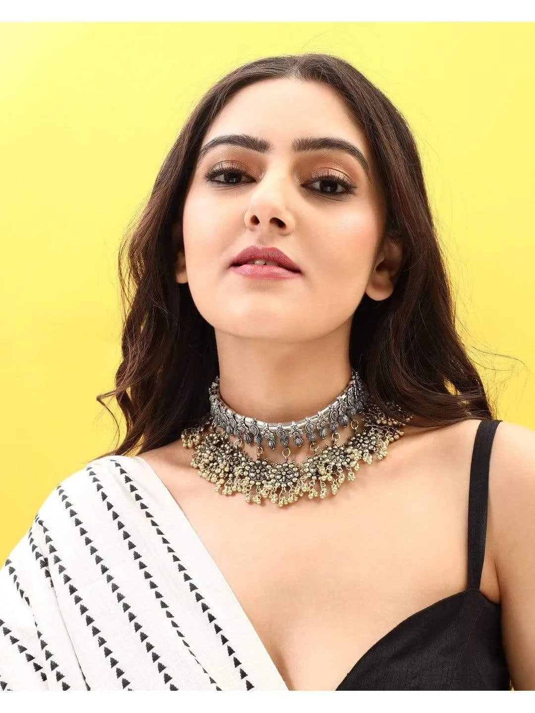 Rubans Gold-Toned Alloy Oxidised Necklace