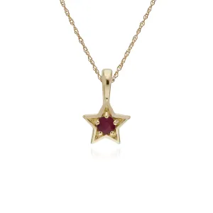 Rubin Stern Halskette in 9ct Gelb Gold